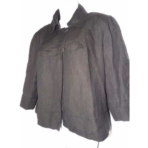 Bob Mackie Studio 16 Linen Blazer Black Lined Career Office Collared Double Butt - Picture 10 of 11